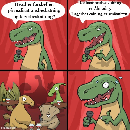 Realisationsbeskatning vittighed.