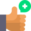 Tommelfinger op der symboliserer positivlisten.